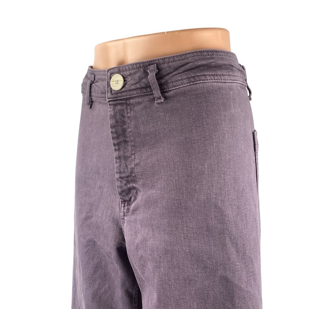 Zara The Marine Purple Raw Frayed Hem Flare Palazzo Wide Leg Denim Jeans Pants 6 - Picture 2 of 5
